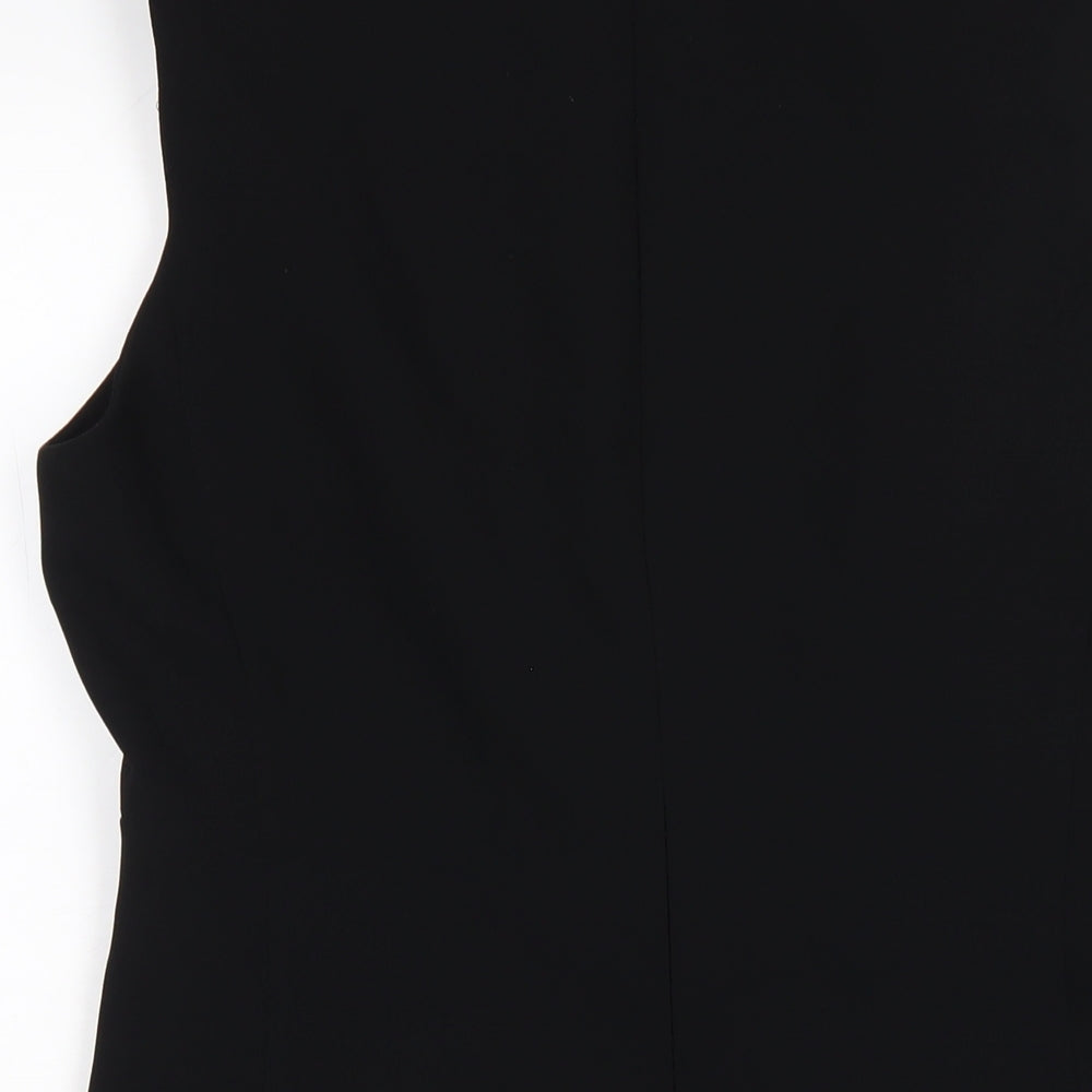 Zara Womens Black Polyester Pencil Dress Size L Round Neck Zip