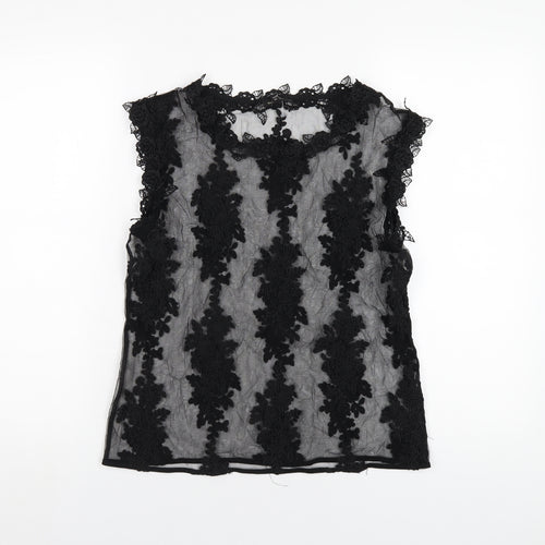 River Island Womens Black Polyester Basic T-Shirt Size 10 Round Neck