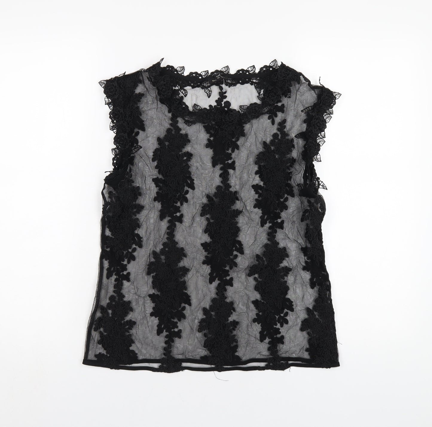 River Island Womens Black Polyester Basic T-Shirt Size 10 Round Neck