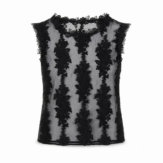 Front view of River Island women’s black polyester basic t-shirt, size UK 10, round neck