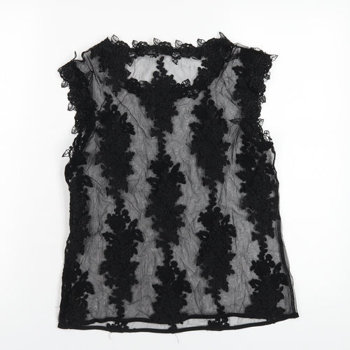 River Island Womens Black Polyester Basic T-Shirt Size 10 Round Neck