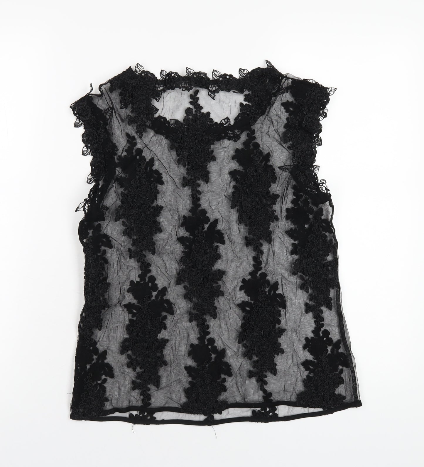 River Island Womens Black Polyester Basic T-Shirt Size 10 Round Neck