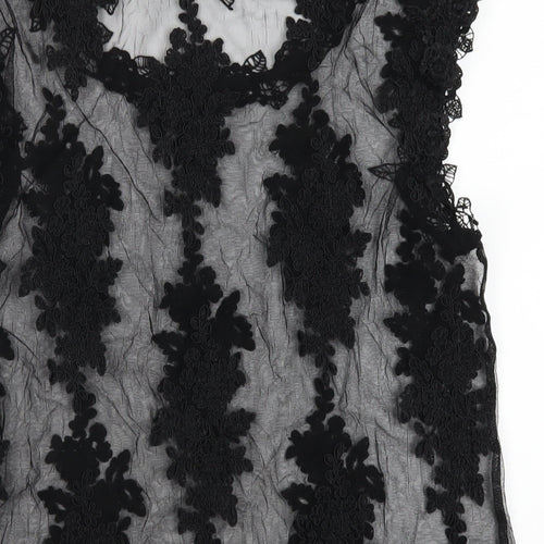 River Island Womens Black Polyester Basic T-Shirt Size 10 Round Neck