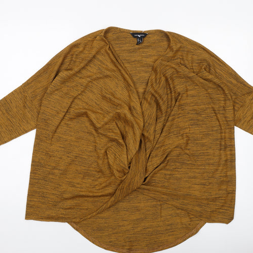 New Look Womens Brown Polyester Basic Blouse Size L Cowl Neck