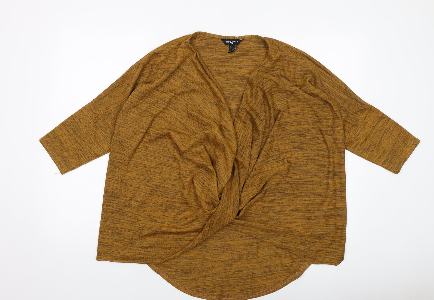 New Look Womens Brown Polyester Basic Blouse Size L Cowl Neck