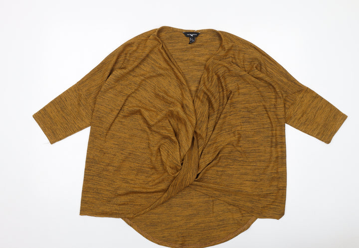 New Look Womens Brown Polyester Basic Blouse Size L Cowl Neck