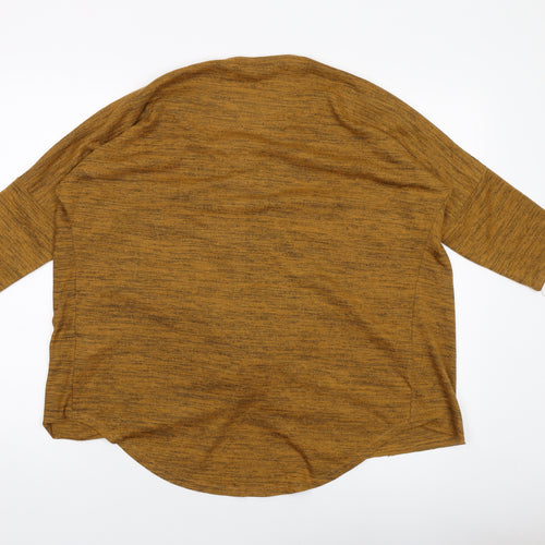 New Look Womens Brown Polyester Basic Blouse Size L Cowl Neck