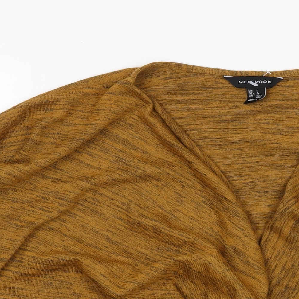 New Look Womens Brown Polyester Basic Blouse Size L Cowl Neck