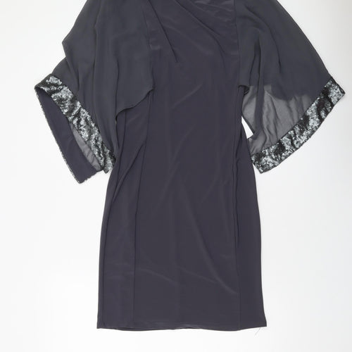 Wallis Womens Grey Polyester Bodycon Size 8 Round Neck Pullover