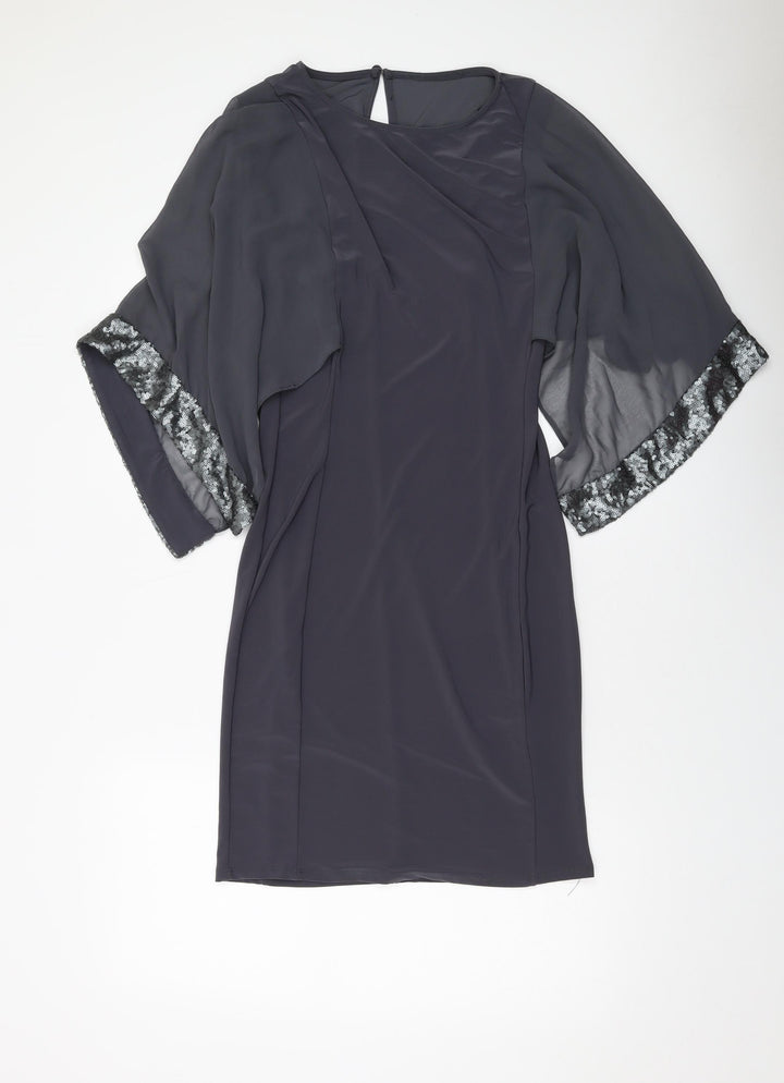 Wallis Womens Grey Polyester Bodycon Size 8 Round Neck Pullover
