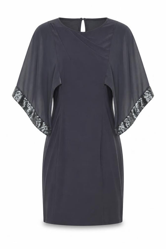 Front view of Wallis women’s grey polyester bodycon, size UK 8, round neck pullover