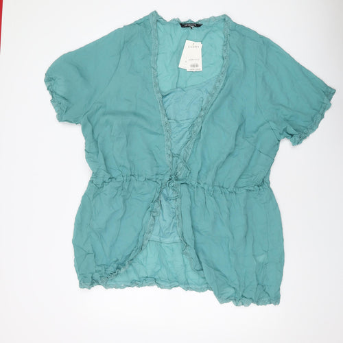 Evans Womens Green Polyester Basic Blouse Size 24 Round Neck