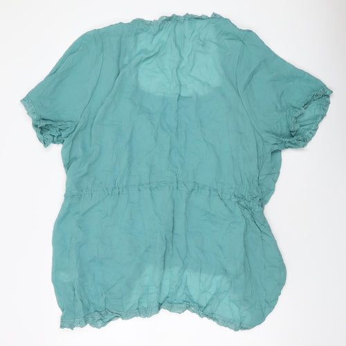 Evans Womens Green Polyester Basic Blouse Size 24 Round Neck