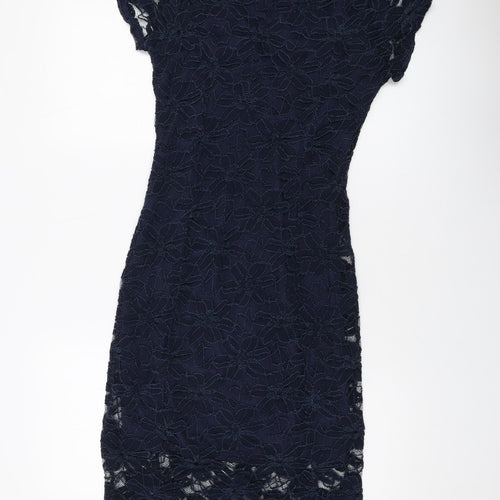 Apricot Womens Blue Cotton Sheath Size 10 V-Neck Pullover
