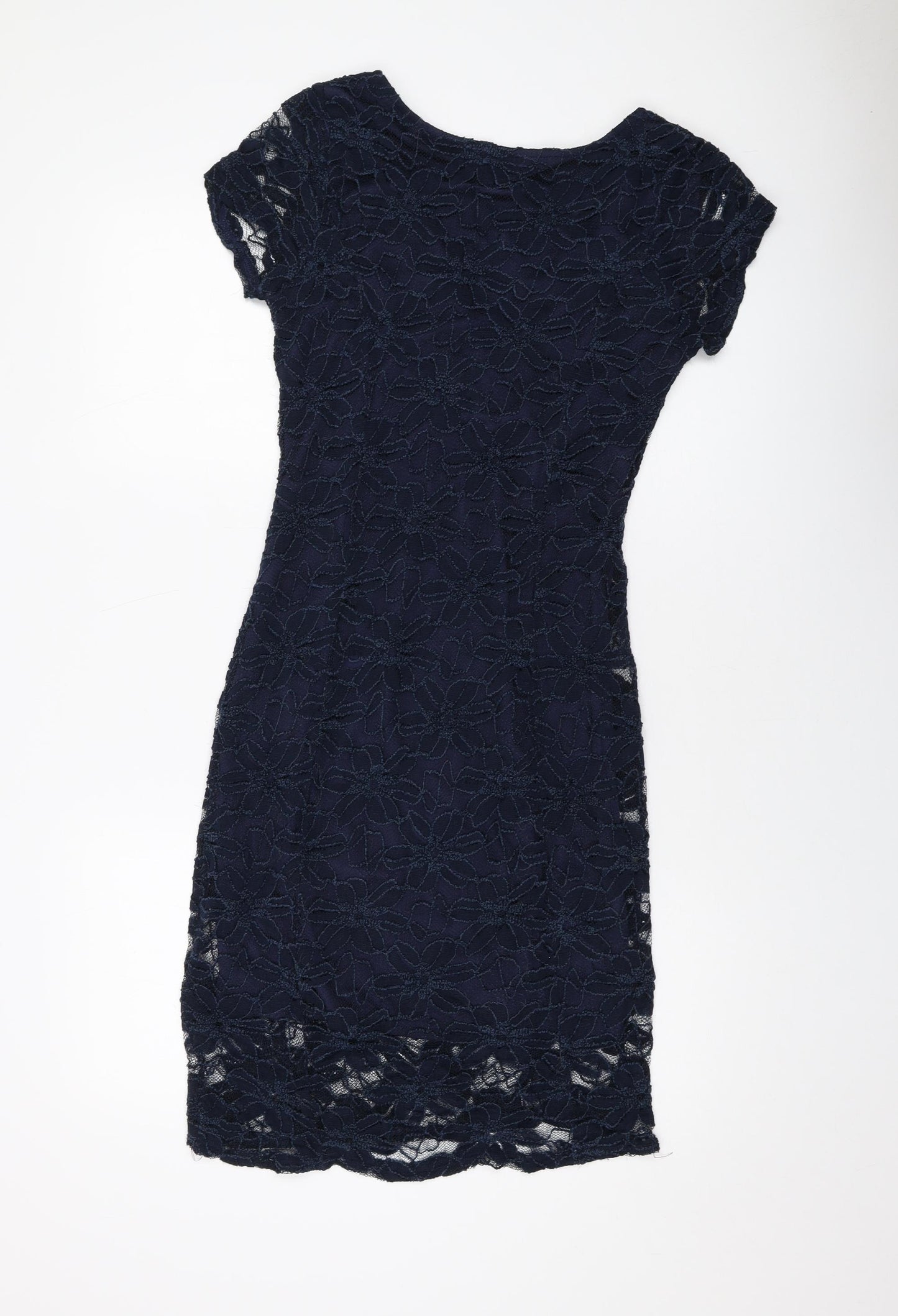 Apricot Womens Blue Cotton Sheath Size 10 V-Neck Pullover