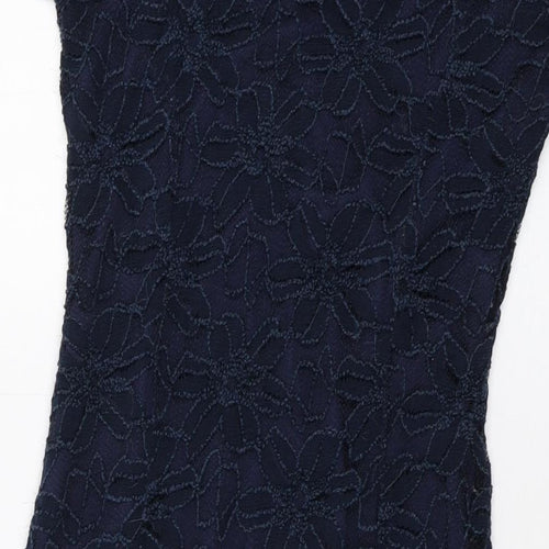 Apricot Womens Blue Cotton Sheath Size 10 V-Neck Pullover