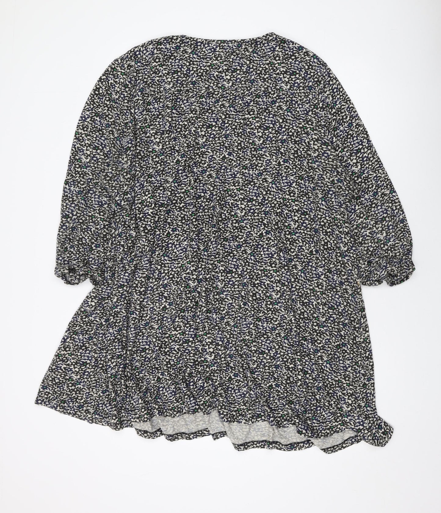 Seasalt Womens Grey Geometric Cotton Basic Blouse Size 26 V-Neck