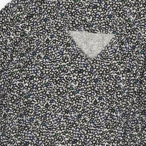Seasalt Womens Grey Geometric Cotton Basic Blouse Size 26 V-Neck