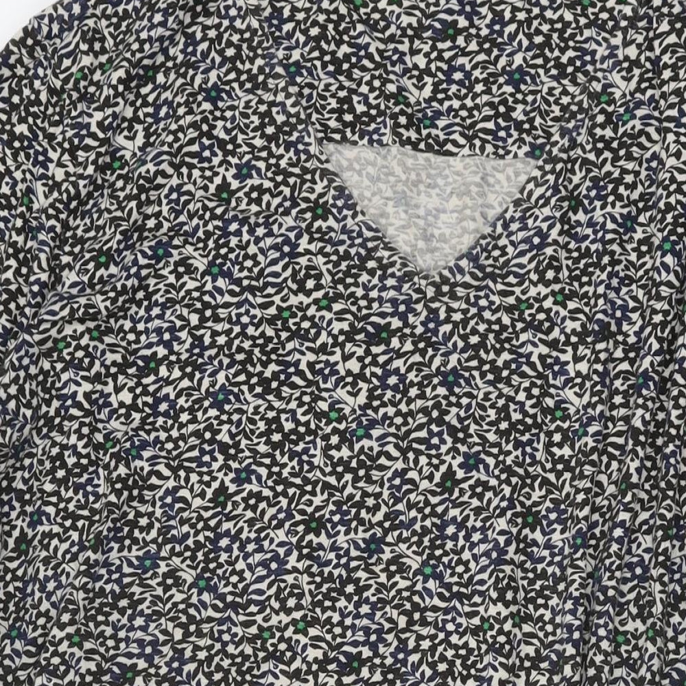 Seasalt Womens Grey Geometric Cotton Basic Blouse Size 26 V-Neck