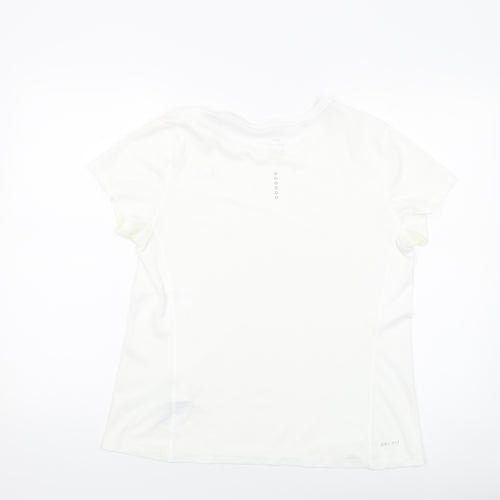 Nike Womens White Polyester Basic T-Shirt Size L Round Neck Pullover