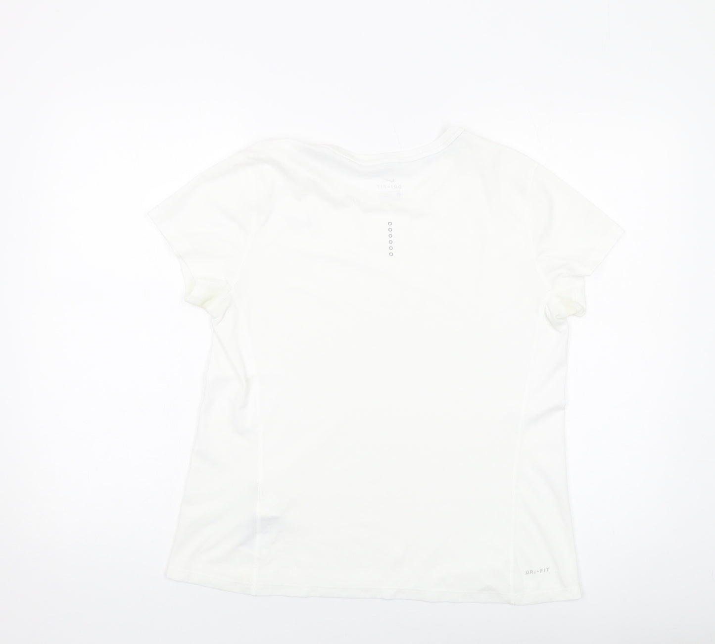 Nike Womens White Polyester Basic T-Shirt Size L Round Neck Pullover