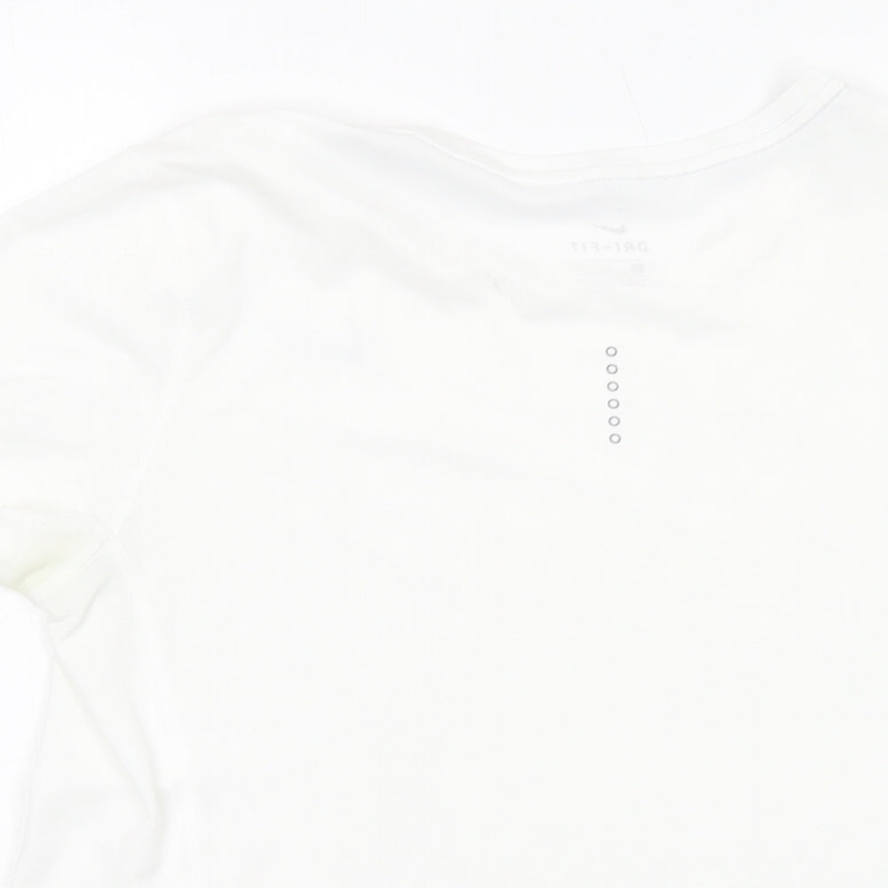 Nike Womens White Polyester Basic T-Shirt Size L Round Neck Pullover