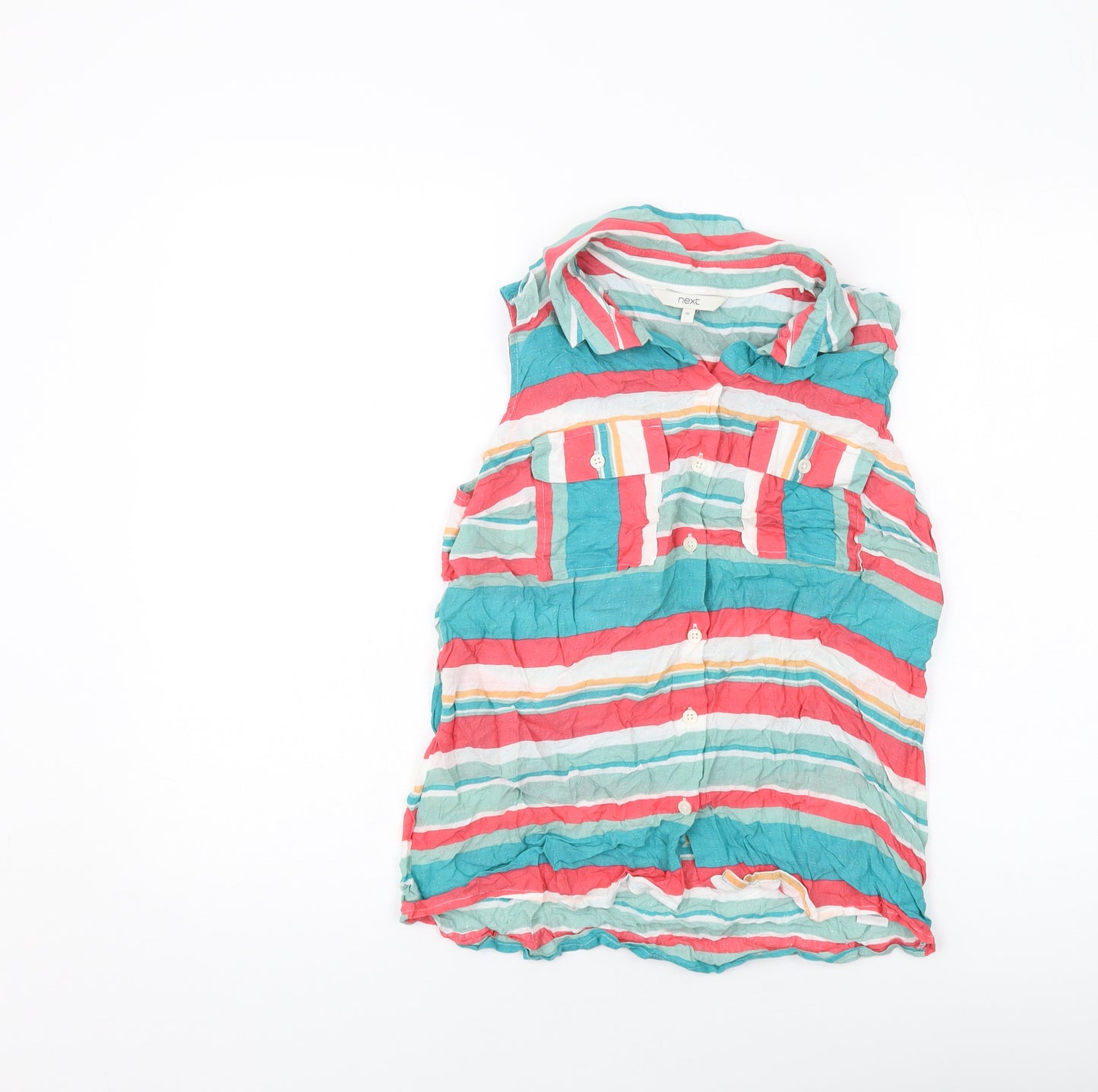 NEXT Womens Multicoloured Striped Modal Basic Tank Size 10 Collared