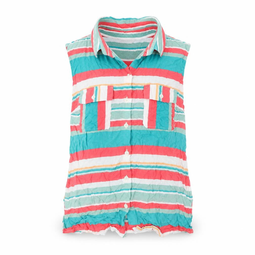 Next Womens Multicoloured Striped Modal Basic Tank Size 10 Collared