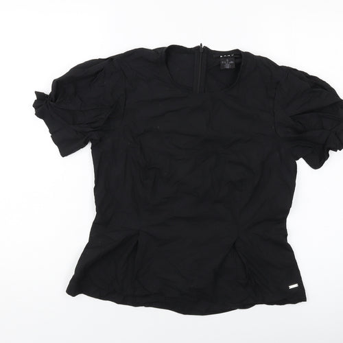 DKNY Womens Black Polyester Basic Blouse Size XS Crew Neck