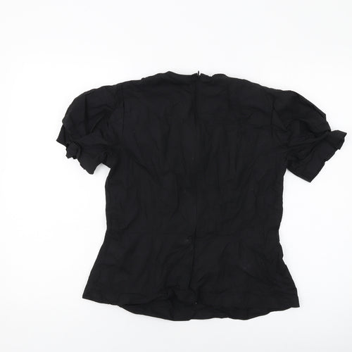 DKNY Womens Black Polyester Basic Blouse Size XS Crew Neck