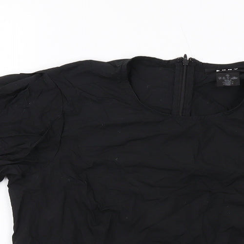DKNY Womens Black Polyester Basic Blouse Size XS Crew Neck