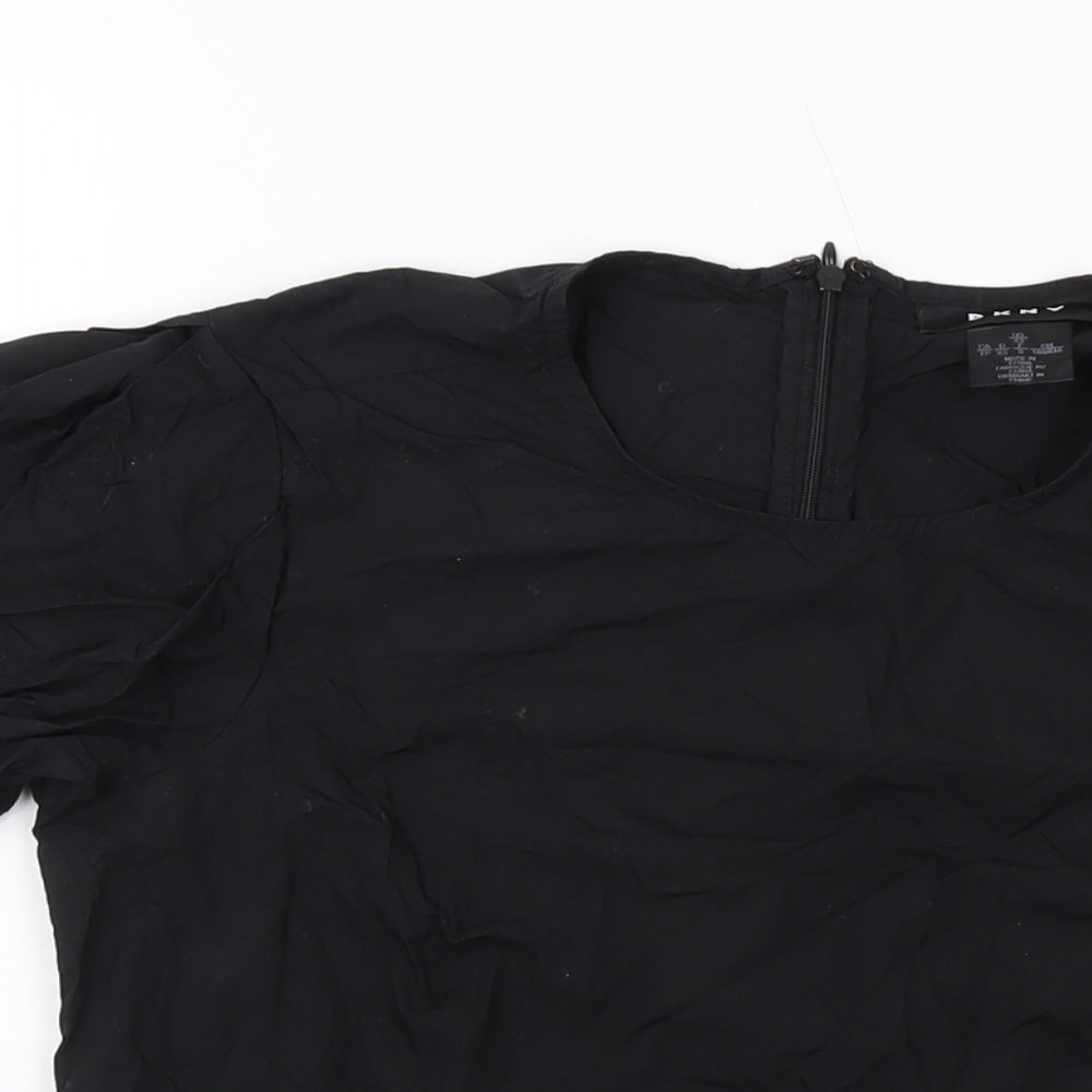DKNY Womens Black Polyester Basic Blouse Size XS Crew Neck