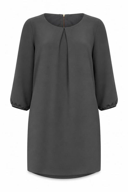 Front view of H&M women’s green polyester shift, size UK 12, round neck zip