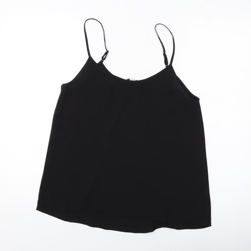Oasis Womens Black Polyester Basic Tank Size 10 Round Neck