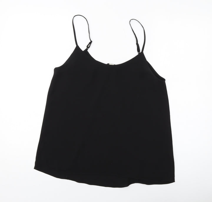 Oasis Womens Black Polyester Basic Tank Size 10 Round Neck