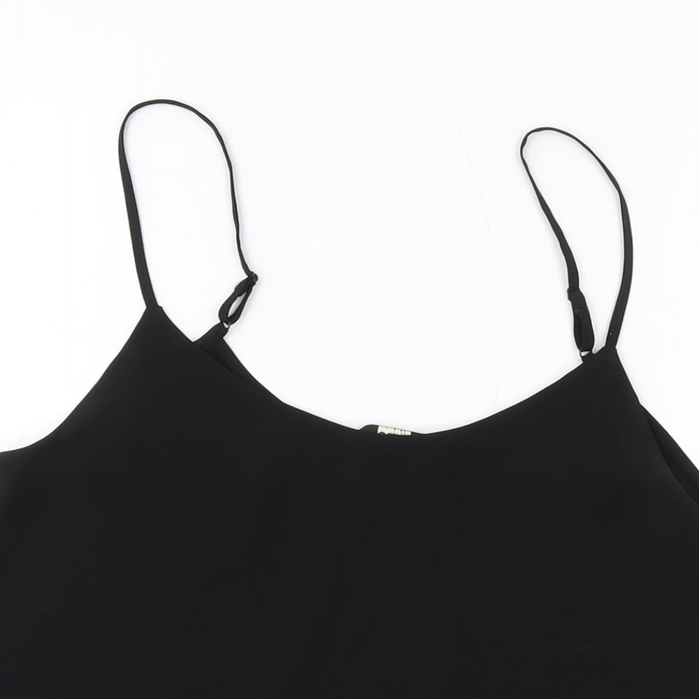 Oasis Womens Black Polyester Basic Tank Size 10 Round Neck