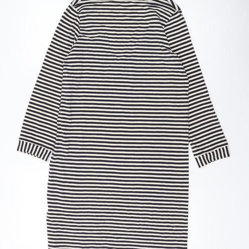 French Connection Womens Blue Striped Lyocell Bodycon Size 12 Scoop Neck Pullover