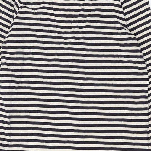 French Connection Womens Blue Striped Lyocell Bodycon Size 12 Scoop Neck Pullover