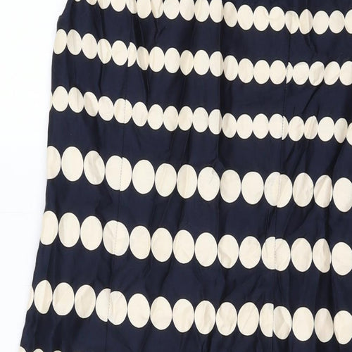 Phase Eight Womens Blue Polka Dot Cotton A-Line Size 10 Round Neck Zip