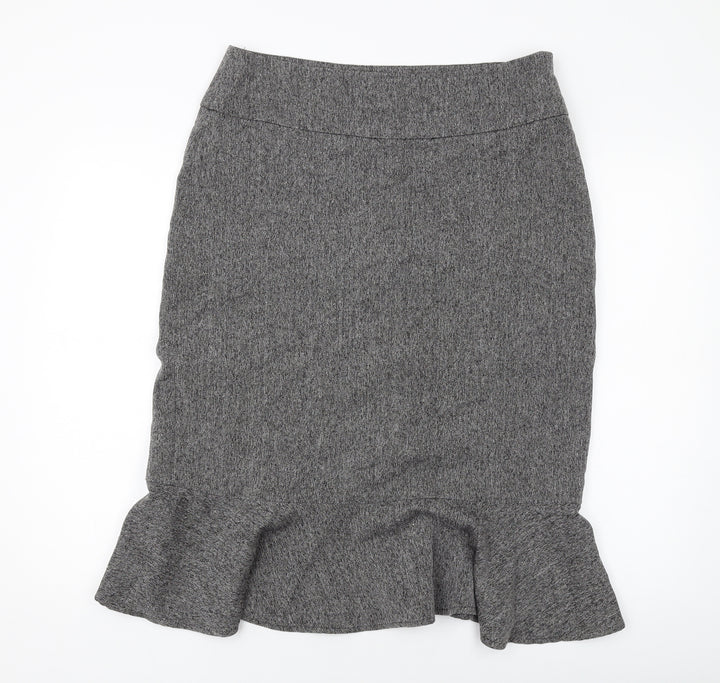 Cotton Traders Womens Grey Polyester A-Line Skirt Size 14 Zip