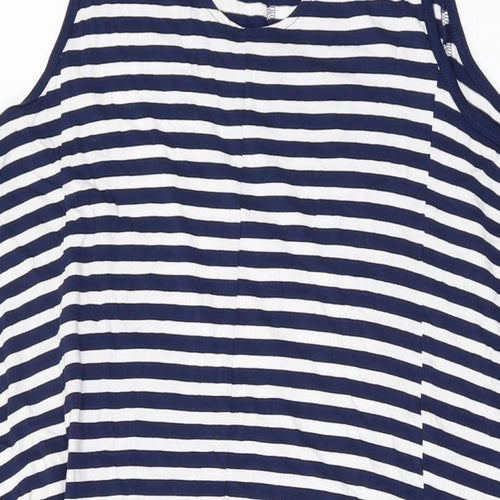 NEXT Womens Blue Striped Viscose A-Line Size L Round Neck Pullover