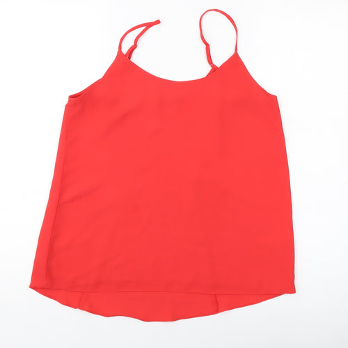Oasis Womens Red Polyester Basic Tank Size 10 Round Neck