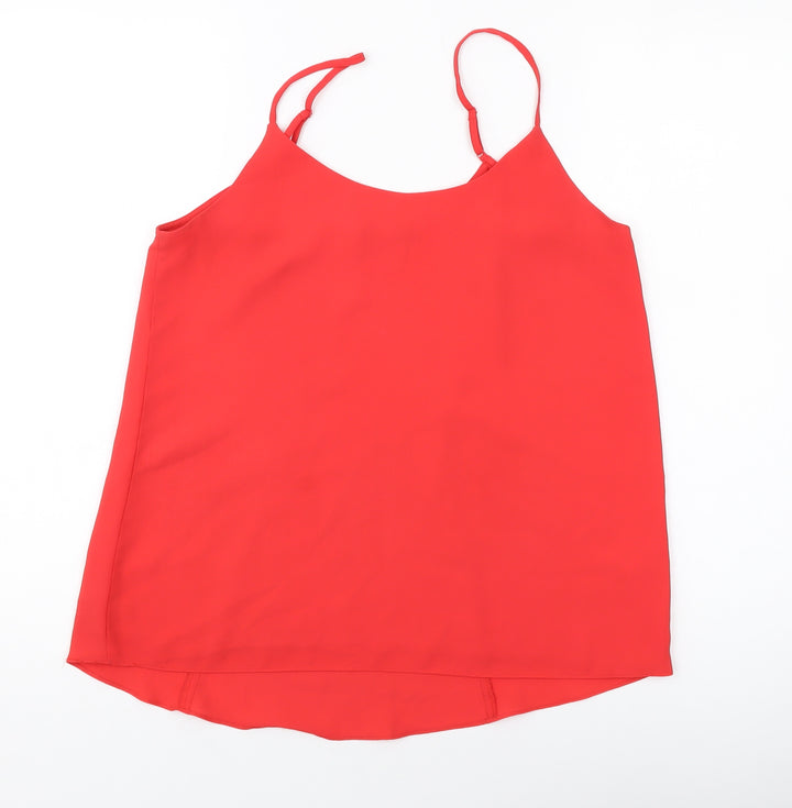 Oasis Womens Red Polyester Basic Tank Size 10 Round Neck