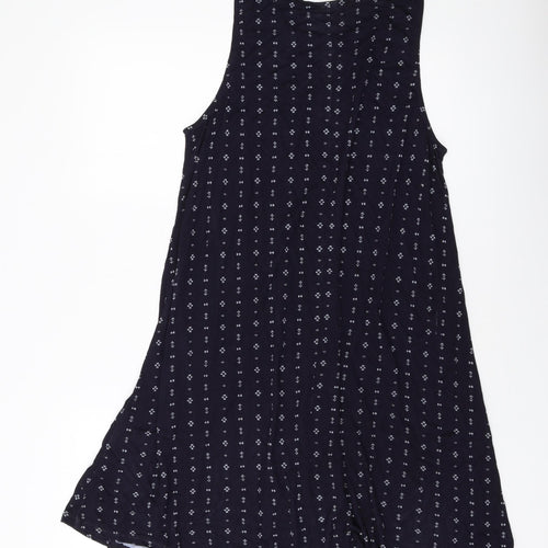 H&M Womens Blue Geometric Viscose A-Line Size M Round Neck Pullover