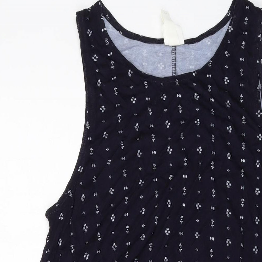 H&M Womens Blue Geometric Viscose A-Line Size M Round Neck Pullover