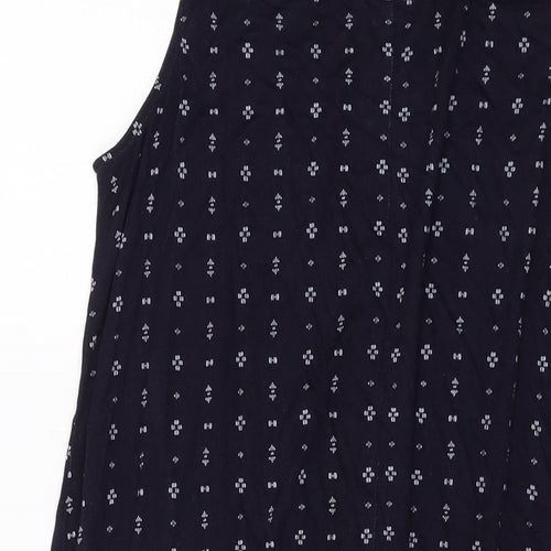 H&M Womens Blue Geometric Viscose A-Line Size M Round Neck Pullover