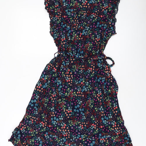 Apricot Womens Multicoloured Floral Viscose A-Line Size 14 V-Neck Button