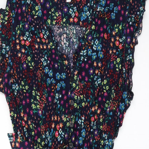Apricot Womens Multicoloured Floral Viscose A-Line Size 14 V-Neck Button
