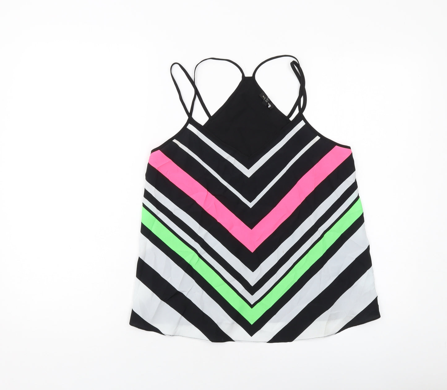 River Island Womens Multicoloured Herringbone Polyester Basic Tank Size 8 V-Neck