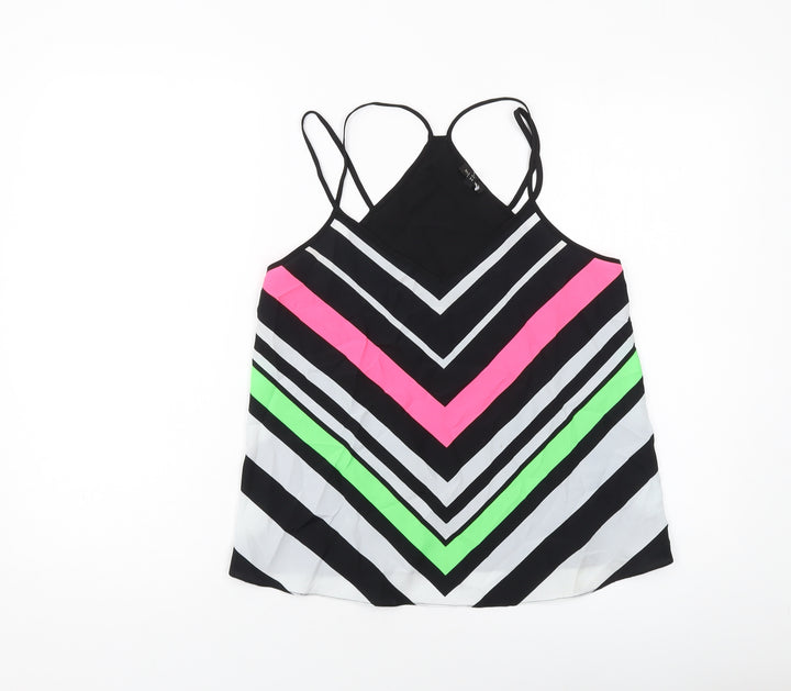 River Island Womens Multicoloured Herringbone Polyester Basic Tank Size 8 V-Neck
